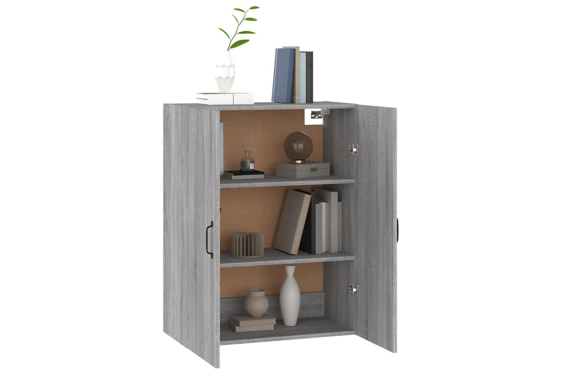 beBasic Veggskap grå eik 69,5x34x90 cm konstruert tre - GrÃ¥ - Oppbevaring - Vegghengt oppbevaring