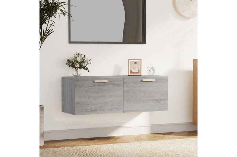 beBasic Veggskap grå sonoma 100x36,5x35 cm konstruert tre - GrÃ¥ - Oppbevaring - Vegghengt oppbevaring