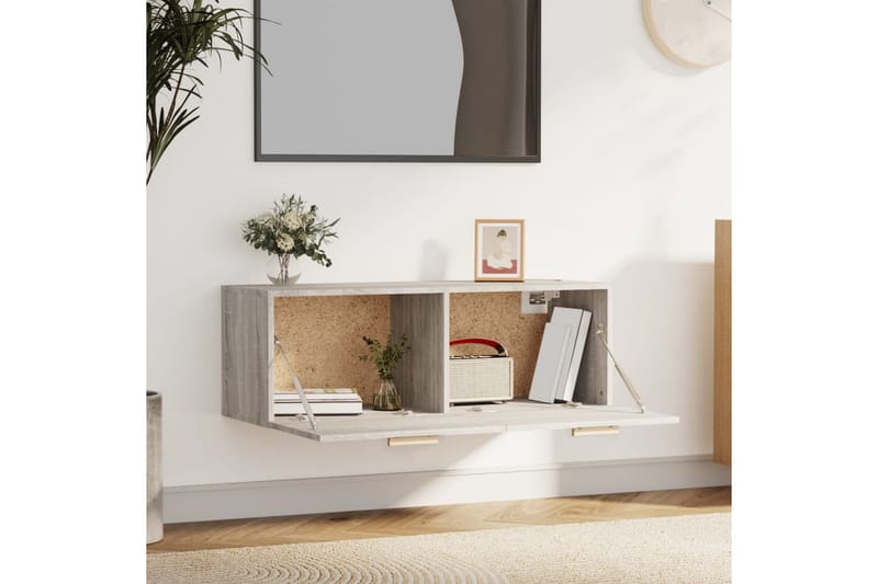 beBasic Veggskap grå sonoma 100x36,5x35 cm konstruert tre - GrÃ¥ - Oppbevaring - Vegghengt oppbevaring