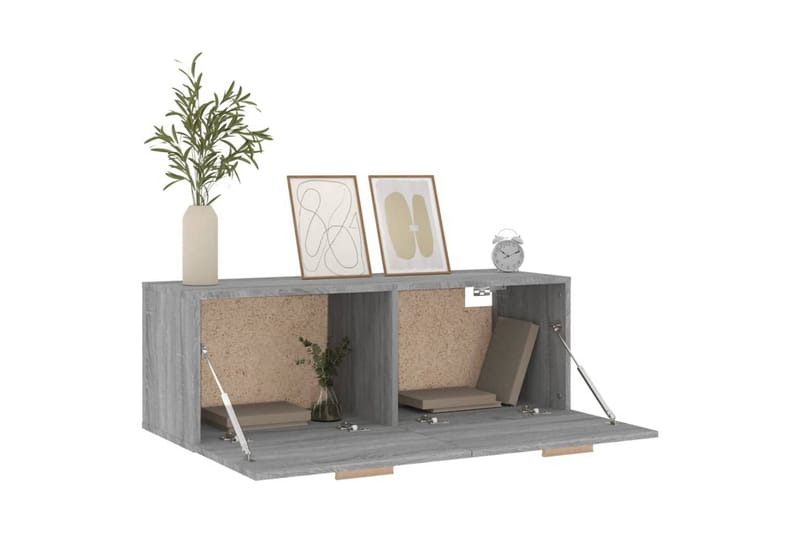 beBasic Veggskap grå sonoma 100x36,5x35 cm konstruert tre - GrÃ¥ - Oppbevaring - Vegghengt oppbevaring