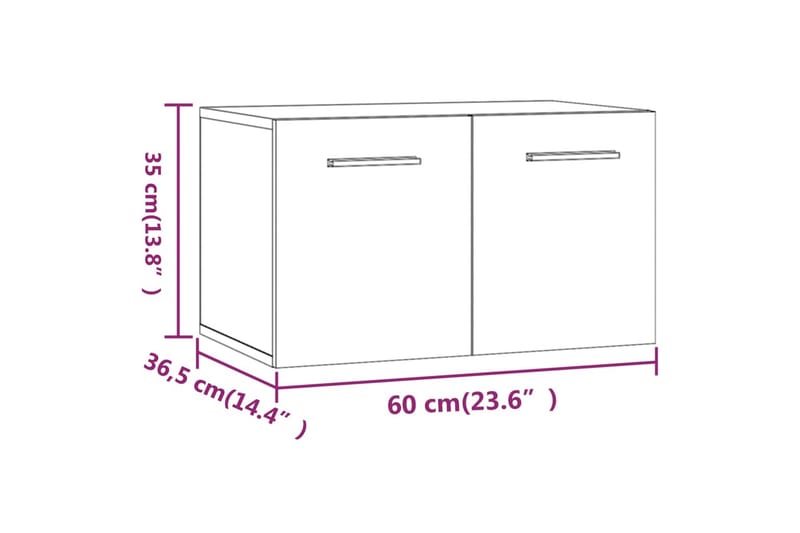 beBasic Veggskap grå sonoma 60x36,5x35 cm konstruert tre - GrÃ¥ - Vegghengt oppbevaring