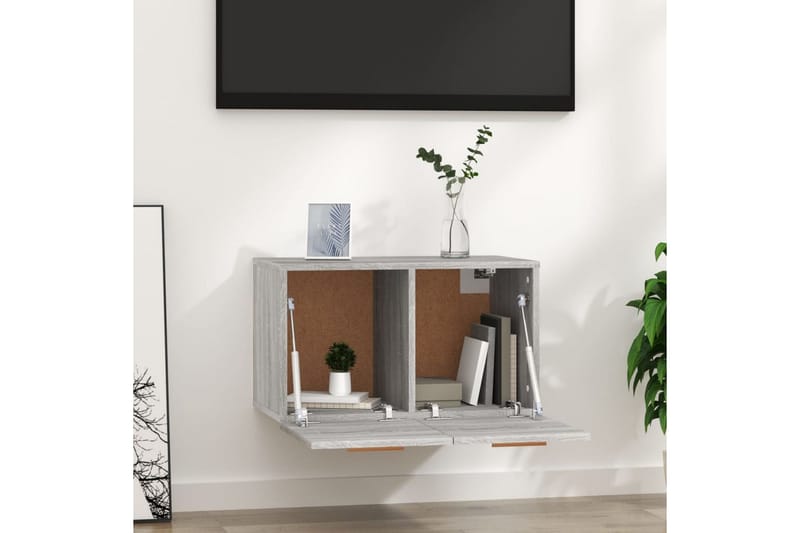 beBasic Veggskap grå sonoma 60x36,5x35 cm konstruert tre - GrÃ¥ - Oppbevaring - Vegghengt oppbevaring