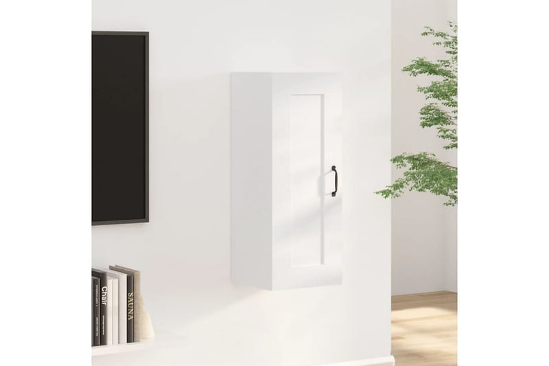 beBasic Veggskap høyglans hvit 35x34x90 cm konstruert tre - Hvit - Oppbevaring - Vegghengt oppbevaring
