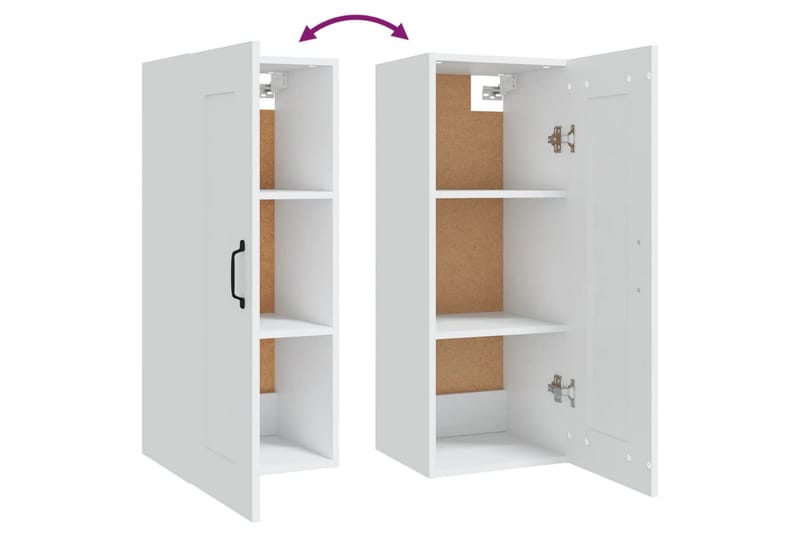 beBasic Veggskap hvit 35x34x90 cm konstruert tre - Hvit - Oppbevaring - Vegghengt oppbevaring