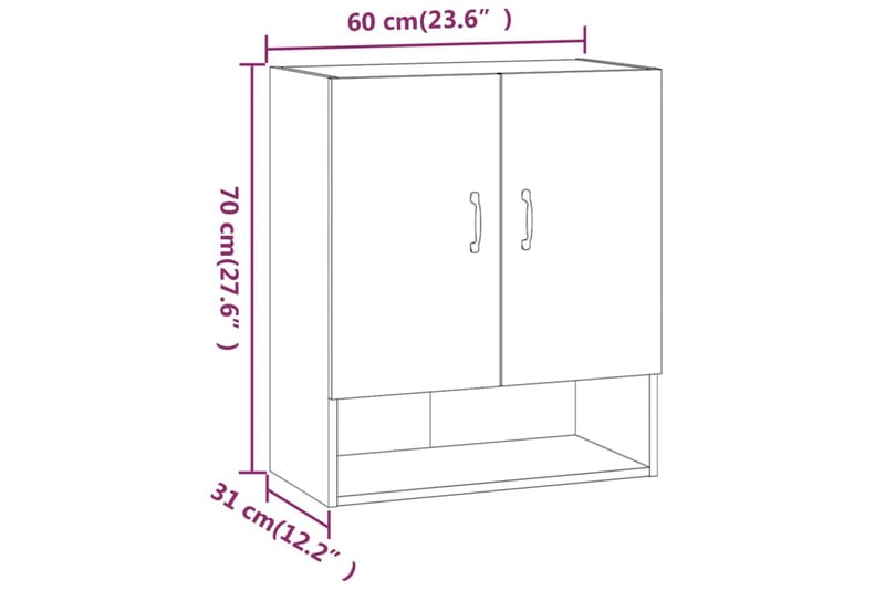 beBasic Veggskap hvit 60x31x70 cm konstruert tre - Hvit - Oppbevaring - Vegghengt oppbevaring