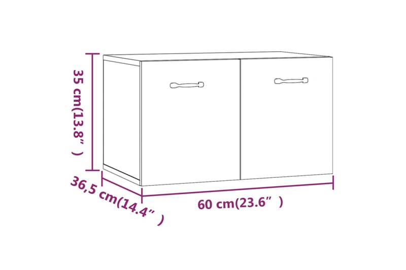 beBasic Veggskap røkt eik 60x36,5x35 cm konstruert tre - Brun - Oppbevaring - Vegghengt oppbevaring
