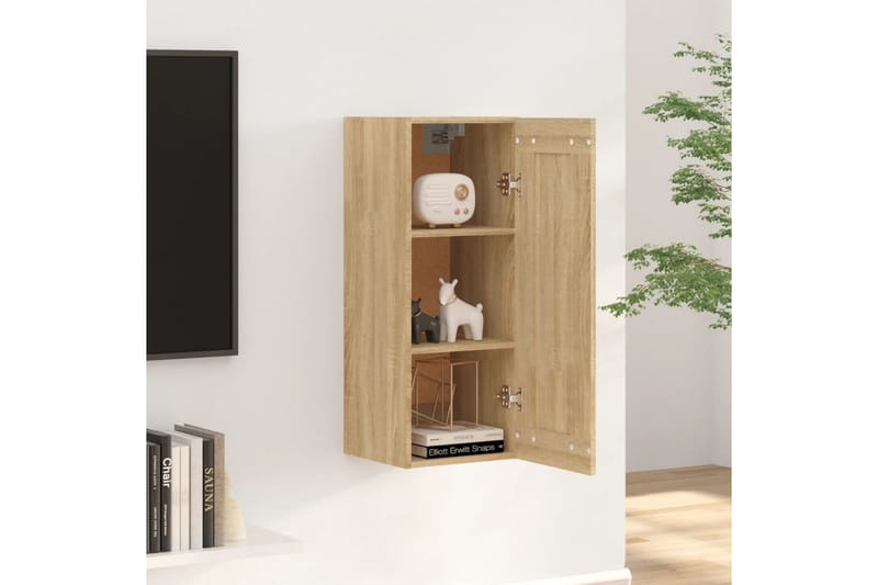 beBasic Veggskap sonoma eik 35x34x90 cm konstruert tre - Brun - Oppbevaring - Vegghengt oppbevaring