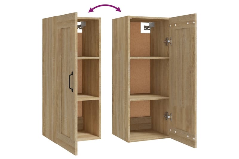 beBasic Veggskap sonoma eik 35x34x90 cm konstruert tre - Brun - Oppbevaring - Vegghengt oppbevaring