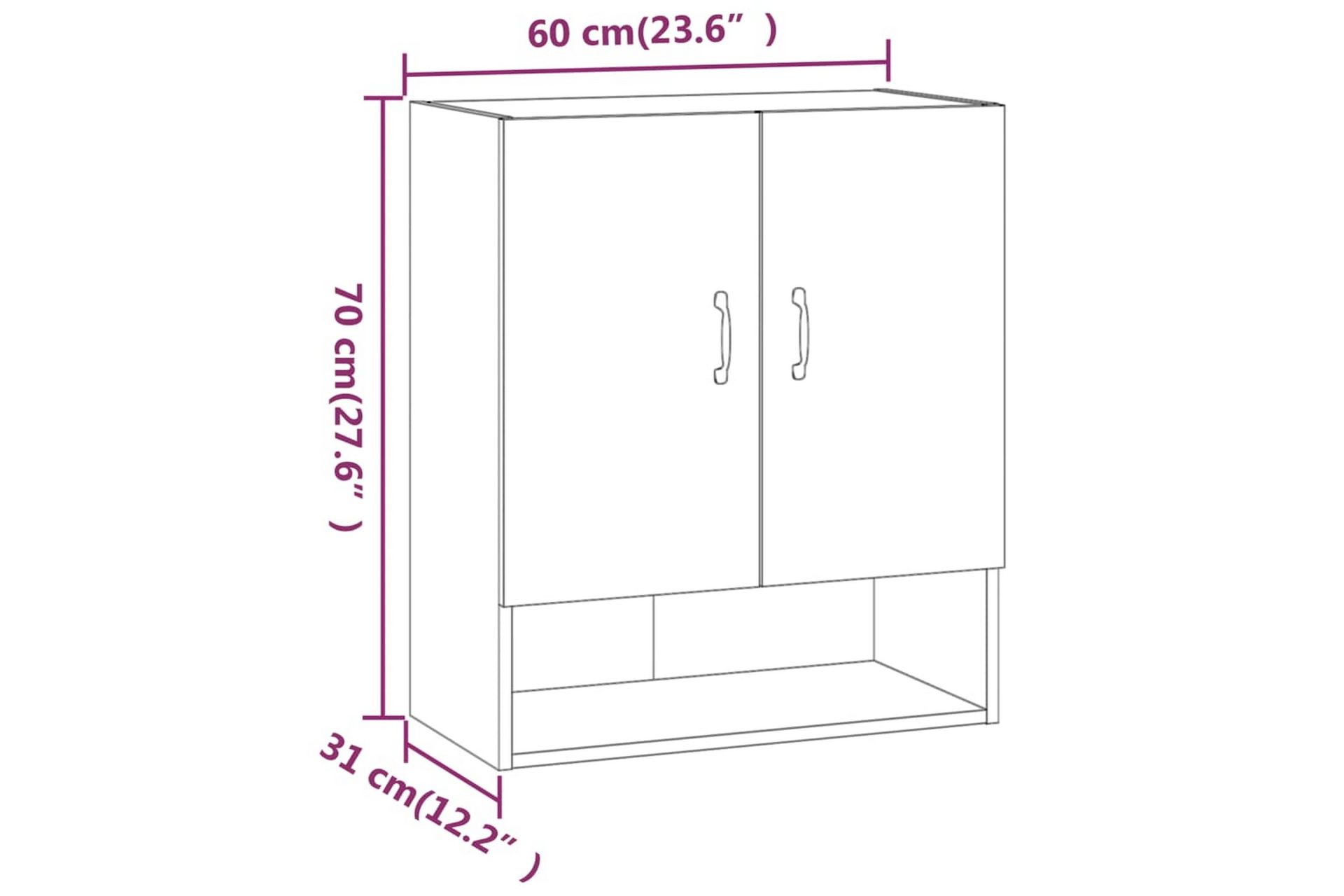 beBasic Veggskap sonoma eik 60x31x70 cm konstruert tre - Brun - Oppbevaring - Vegghengt oppbevaring