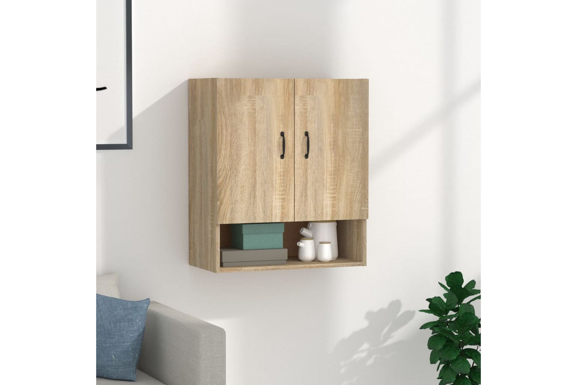 beBasic Veggskap sonoma eik 60x31x70 cm konstruert tre - Brun - Oppbevaring - Vegghengt oppbevaring