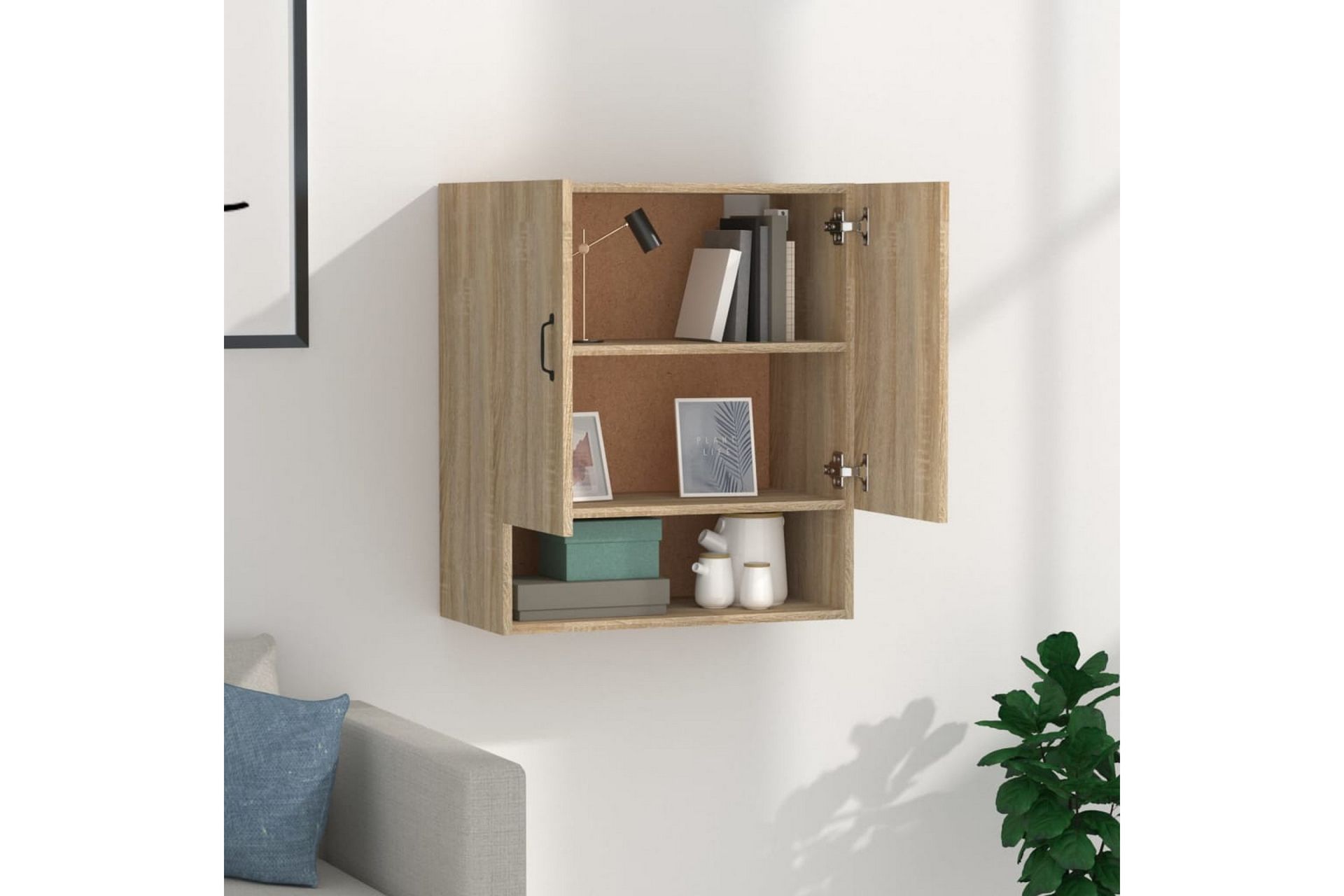beBasic Veggskap sonoma eik 60x31x70 cm konstruert tre - Brun - Oppbevaring - Vegghengt oppbevaring