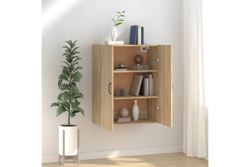 beBasic Veggskap sonoma eik 69,5x34x90 cm konstruert tre - Brun - Oppbevaring - Vegghengt oppbevaring