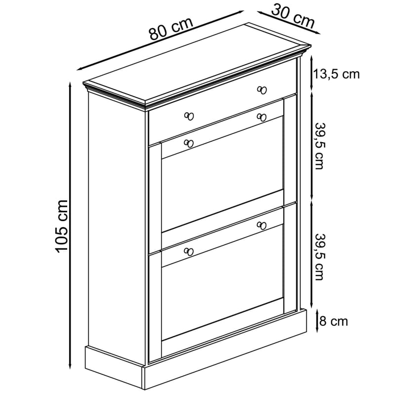 Binz skoskap 80x105 cm - Kasjmir - Oppbevaring - Gangoppbevaring
