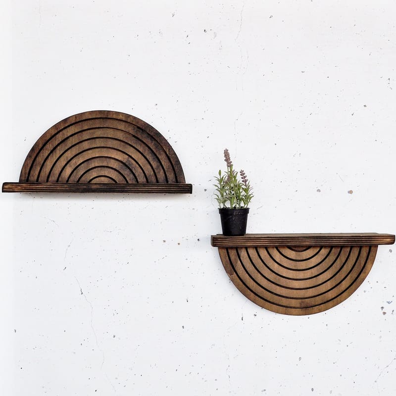 Dekorativ vegghylle i tre Hanah Home Raflon (31 x 16 x 9 cm) Modell halvsirkel miks - Oppbevaring - Vegghengt oppbevaring