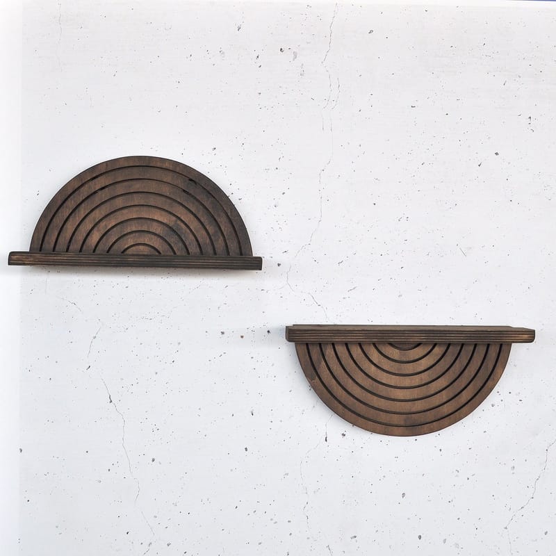 Dekorativ vegghylle i tre Hanah Home Raflon (31 x 16 x 9 cm) Modell halvsirkel miks, undefined