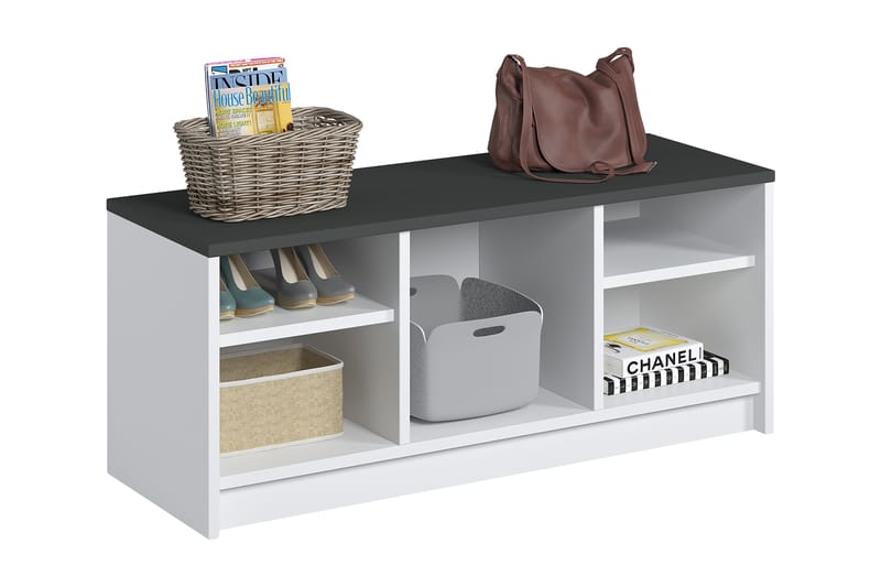 Havering Skoskap skap 100x35 cm - Hvit / Antrasitt - Oppbevaring - Gangoppbevaring