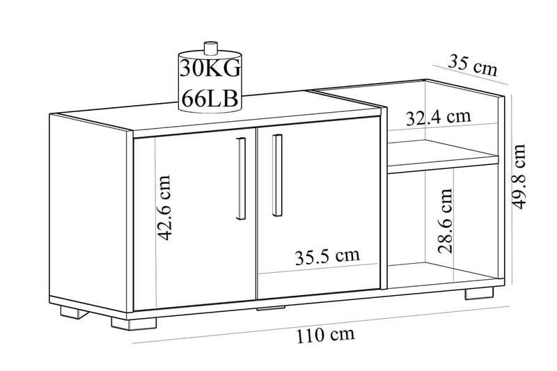 Rinorea Skoskap 110x49,8 cm - Brun - Oppbevaring - Gangoppbevaring