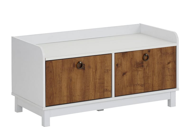 Shellake Skobenk 92x45 cm - Hvit/Natur - Oppbevaring - Gangoppbevaring