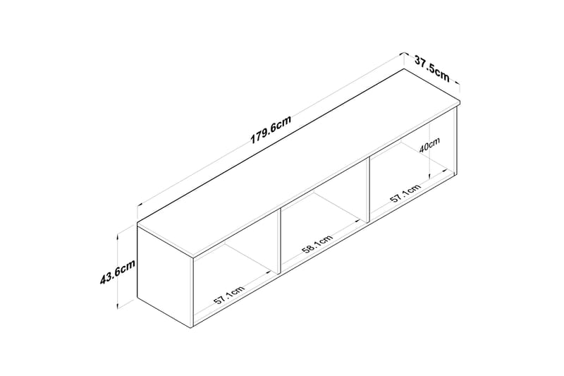 Jaibir Vegghylle 179,6x37,5 cm Brun/Hvit - Hanah Home - Oppbevaring - Hyller - Vegghylle