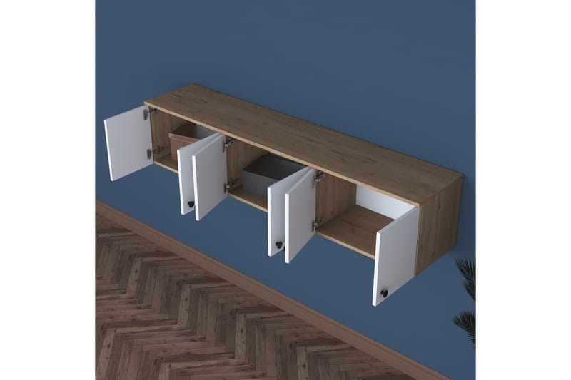 Jaibir Vegghylle 179,6x37,5 cm Brun/Hvit - Hanah Home - Oppbevaring - Hyller - Vegghylle