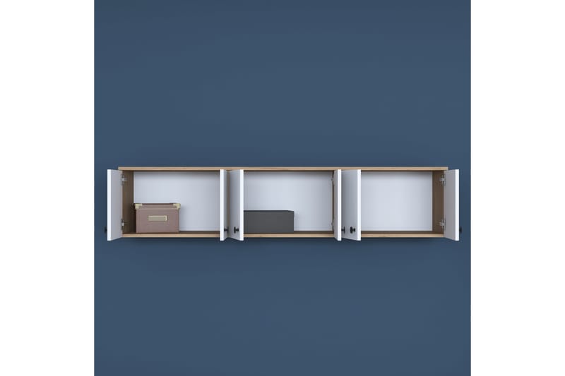 Jaibir Vegghylle 179,6x37,5 cm Brun/Hvit - Hanah Home - Oppbevaring - Hyller - Vegghylle