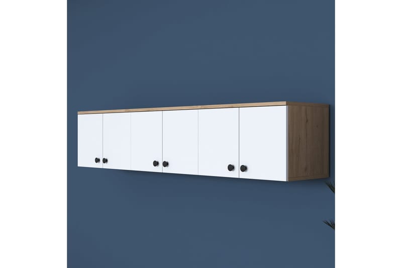 Jaibir Vegghylle 179,6x37,5 cm Brun/Hvit - Hanah Home - Oppbevaring - Hyller - Vegghylle