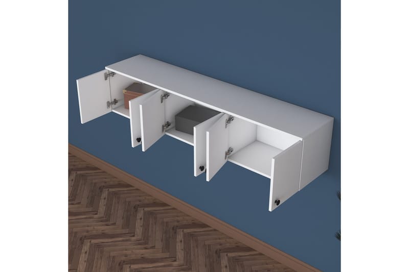 Jaibir Vegghylle 179,6x37,5 cm Hvit - Hanah Home - Oppbevaring - Hyller - Vegghylle