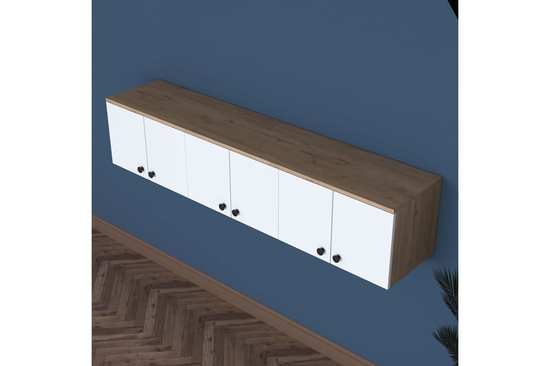 Jaibir Vegghylle 179,6x37,5 cm Brun/Hvit - Hanah Home - Oppbevaring - Hyller - Vegghylle