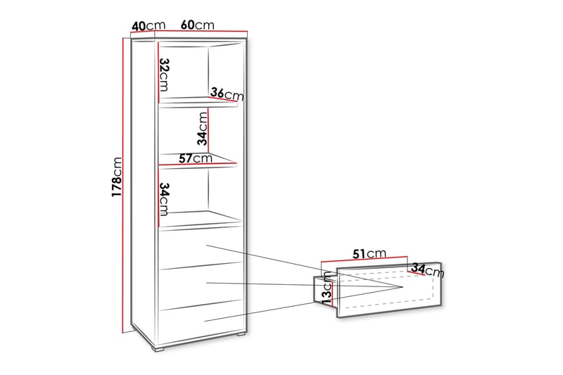Agawal Bokhylle 60 cm - Beige - Oppbevaring - Hyller - Bokhylle