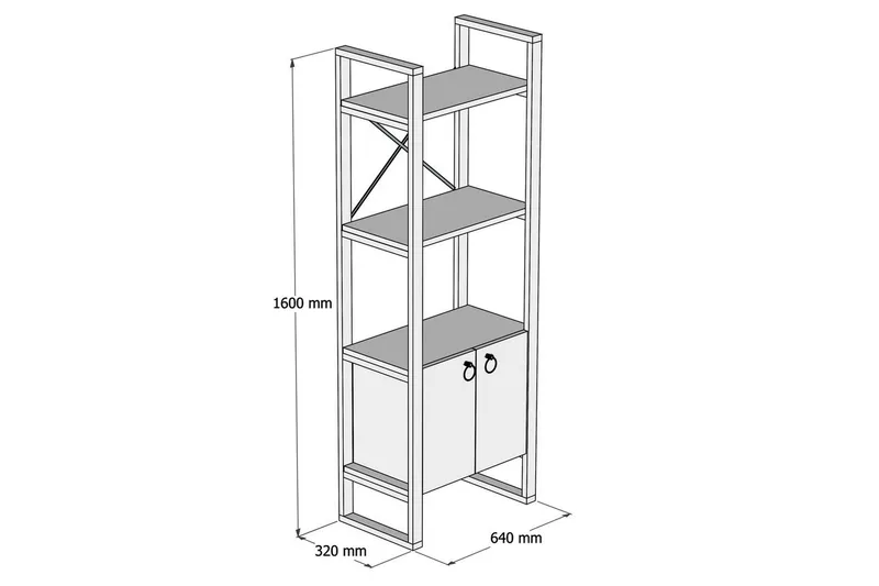 Albuferia Bokhylle 64 cm - Natur/Sort - Oppbevaring - Hyller - Bokhylle
