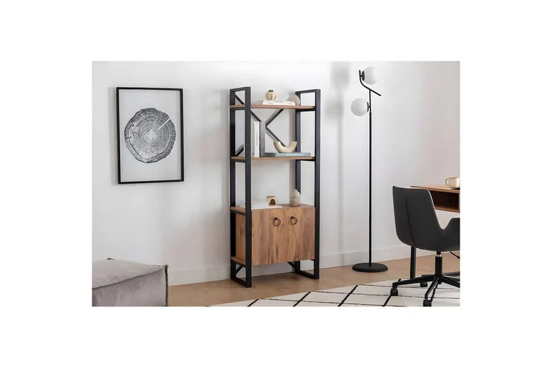 Albuferia Bokhylle 64 cm - Natur/Sort - Oppbevaring - Hyller - Bokhylle