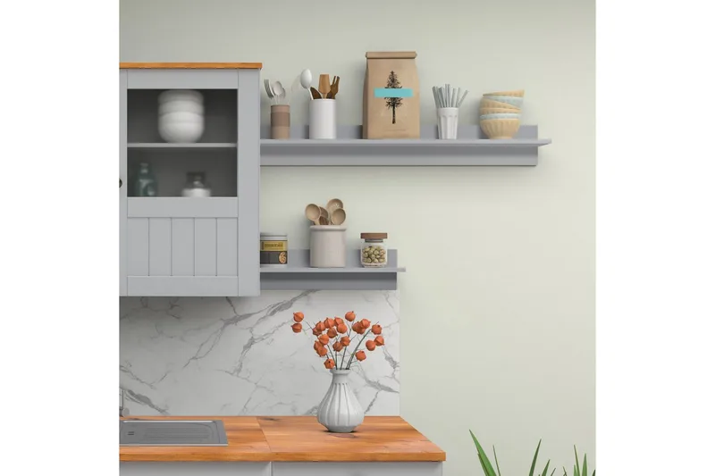 Alby Vegghylle 100x14 cm - Grå - Oppbevaring - Hyller - Vegghylle