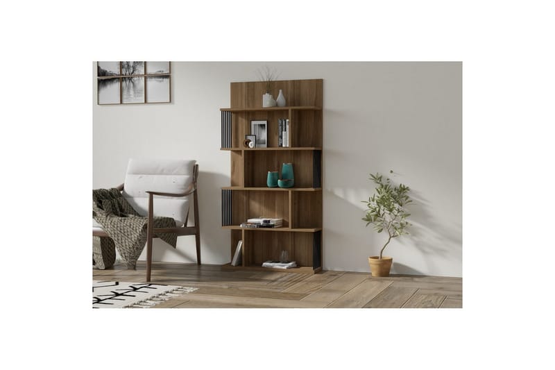 Alexelle Bokhylle 80 cm - Valnøtt - Oppbevaring - Hyller - Bokhylle