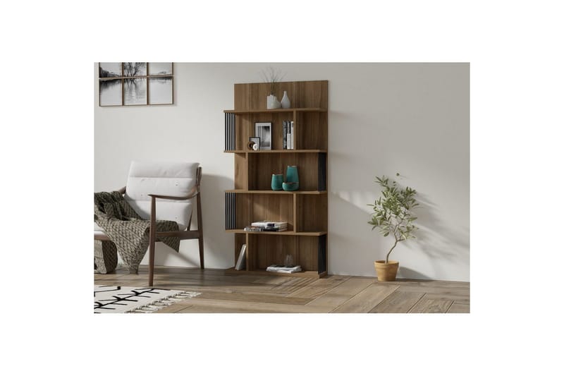 Alexelle Bokhylle 80 cm - Valnøtt - Oppbevaring - Hyller - Bokhylle