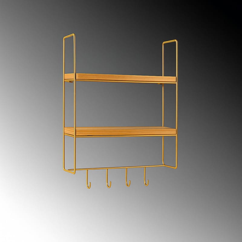 Alvorn vegghylle 58x42 cm - Gull/Natur - Oppbevaring - Hyller - Vegghylle