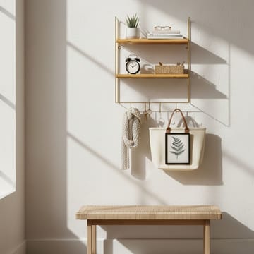 Alvorn vegghylle 58x42 cm - Gull/Natur - Oppbevaring - Hyller - Vegghylle
