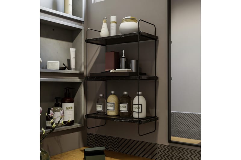 Andre hyller Pulalis vegghylle 40 cm Svart,Marmor - Oppbevaring - Hyller