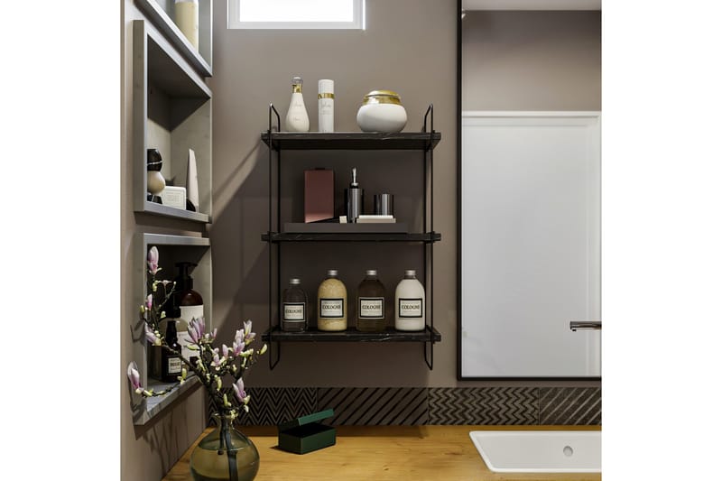 Andre hyller Pulalis vegghylle 40 cm Svart,Marmor - Oppbevaring - Hyller