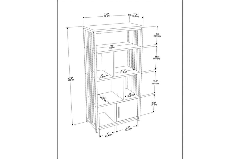 Arven Bokhylle 60 cm - Svart/Hvit - Oppbevaring - Hyller - Bokhylle