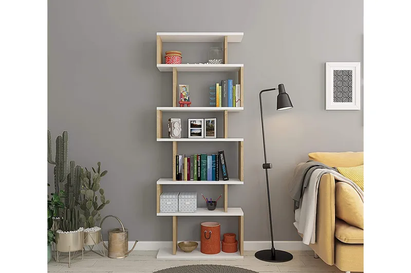 Bates Bokhylle 60 cm - Hvit/Eik - Oppbevaring - Hyller - Bokhylle