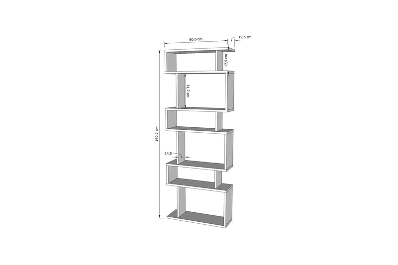 Bates Bokhylle 60 cm - Hvit/Eik - Oppbevaring - Hyller - Bokhylle