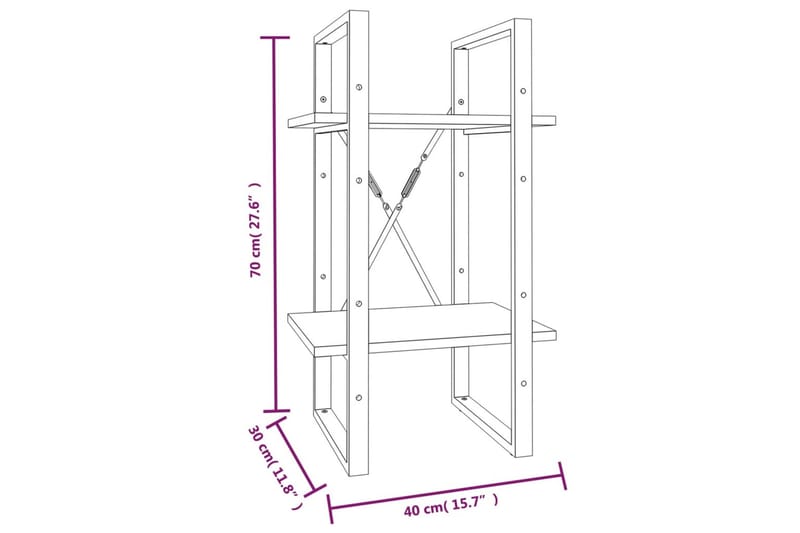 beBasic Bokhylle 2 etasjer grå sonoma 40x30x70 cm konstruert tre - GrÃ¥ - Bokhylle