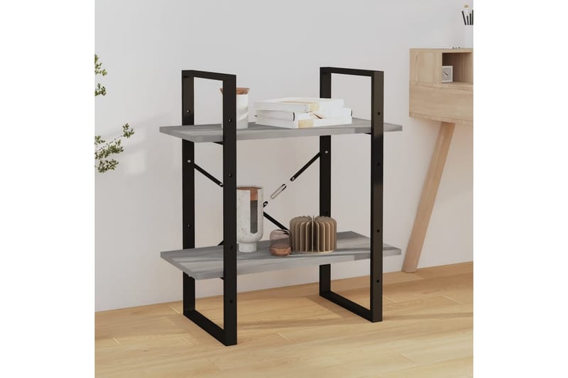 beBasic Bokhylle 2 etasjer grå sonoma 60x30x70 cm konstruert tre - GrÃ¥ - Oppbevaring - Hyller - Bokhylle