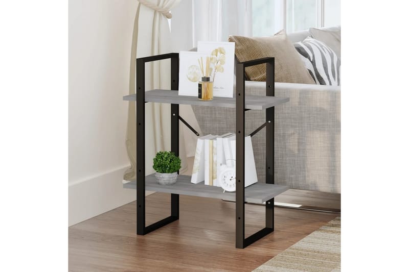beBasic Bokhylle 2 etasjer grå sonoma 60x30x70 cm konstruert tre - GrÃ¥ - Oppbevaring - Hyller - Bokhylle