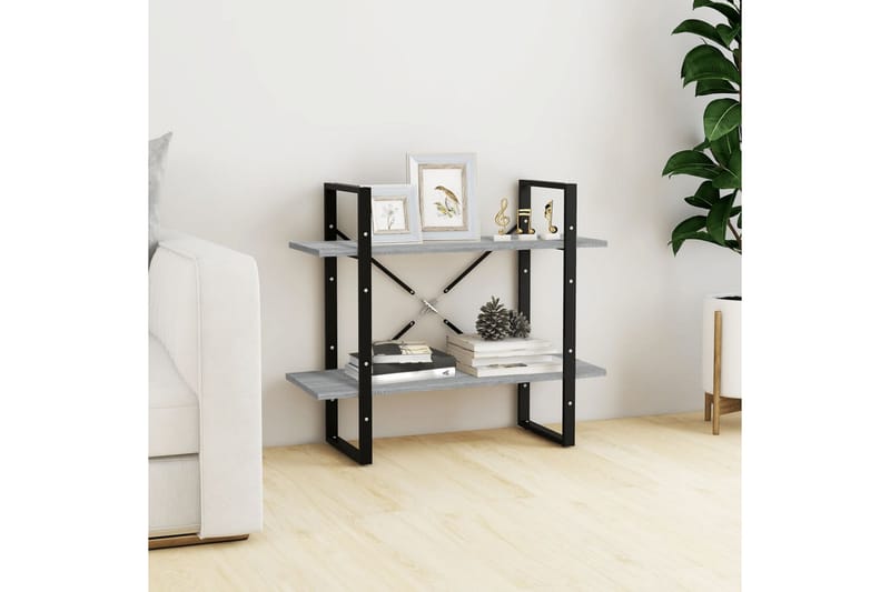 beBasic Bokhylle 2 etasjer grå sonoma 80x30x70 cm konstruert tre - GrÃ¥ - Oppbevaring - Hyller - Bokhylle