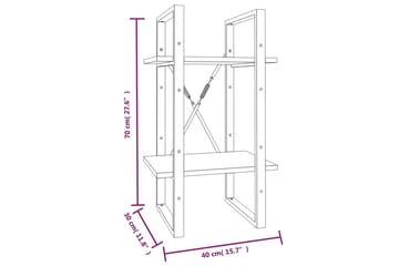beBasic Bokhylle 2 etasjer røkt eik 40x30x70 cm konstruert tre - Brun - Oppbevaring - Hyller - Bokhylle