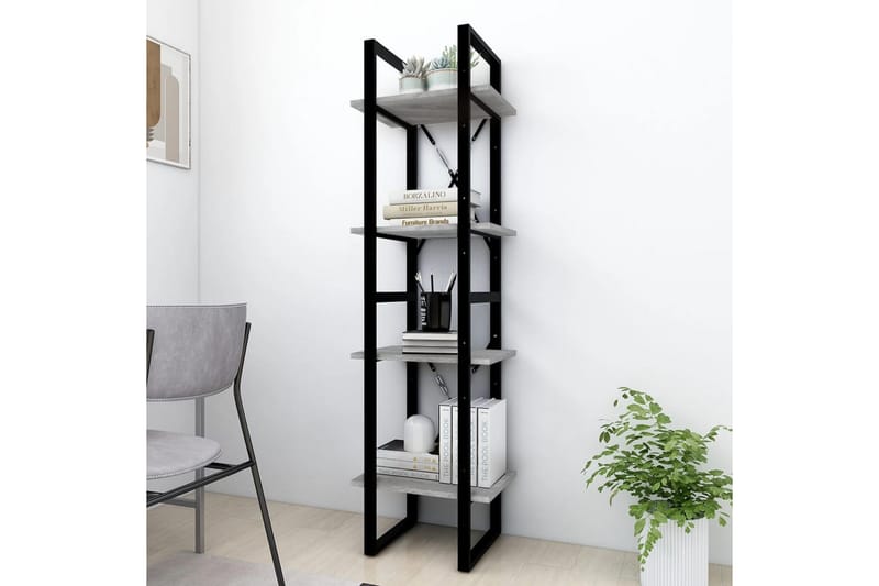 beBasic Bokhylle 4 etasjer grå sonoma 40x30x140 cm konstruert tre - GrÃ¥ - Oppbevaring - Hyller - Bokhylle