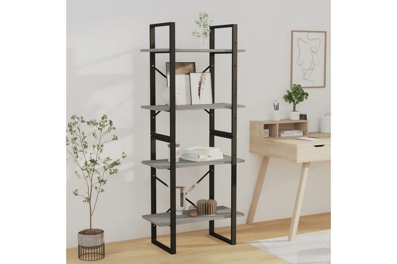 beBasic Bokhylle 4 etasjer grå sonoma 60x30x140 cm konstruert tre - GrÃ¥ - Oppbevaring - Hyller - Bokhylle