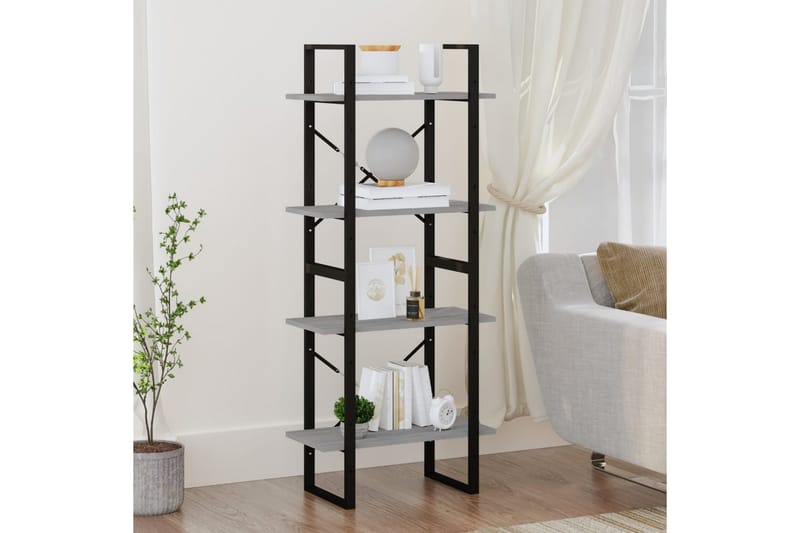 beBasic Bokhylle 4 etasjer grå sonoma 60x30x140 cm konstruert tre - GrÃ¥ - Oppbevaring - Hyller - Bokhylle