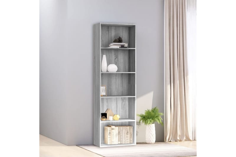 beBasic Bokhylle 5 etasjer grå sonoma 60x30x189 cm konstruert tre - GrÃ¥ - Oppbevaring - Hyller - Bokhylle